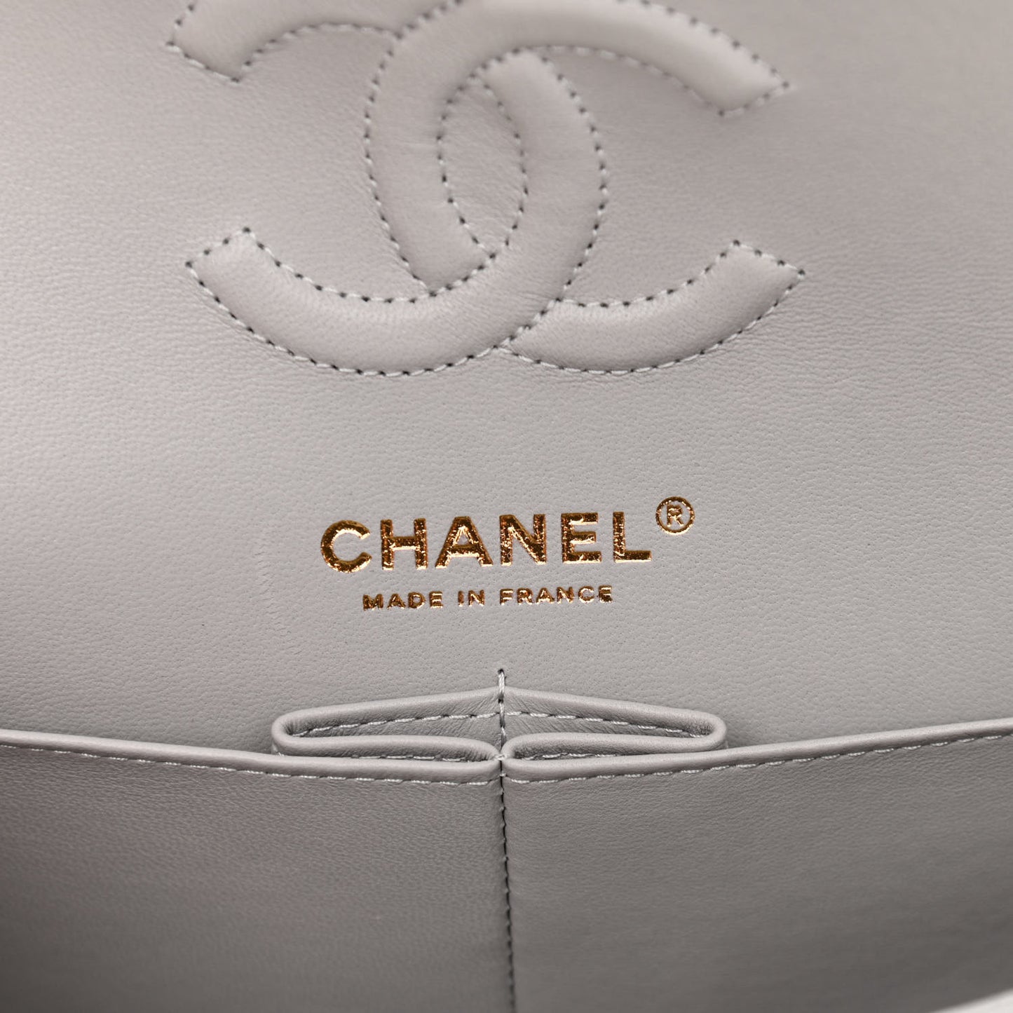 Caviar Quilted Small Double Flap Grey