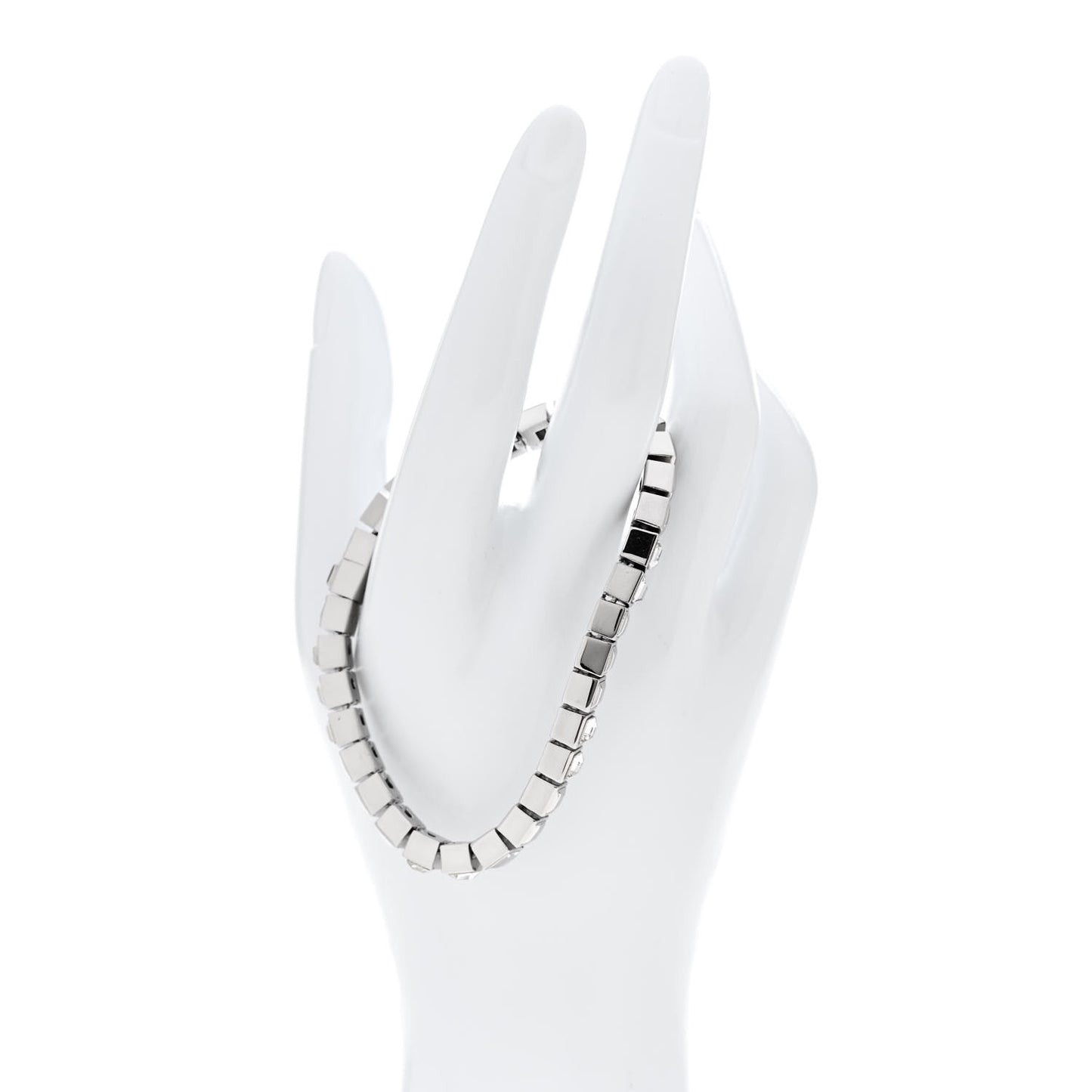 Brass Palladium Crystal Square Tennis Bracelet M Silver