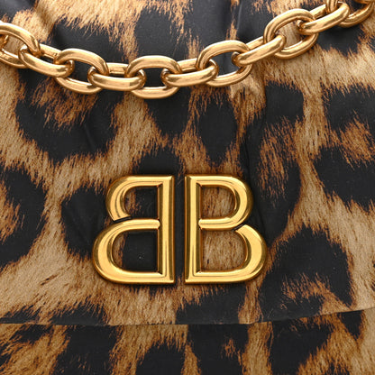 Balenciaga Nylon Monaco Mini Leopard Shoulder Bag Brown 7 of 9
