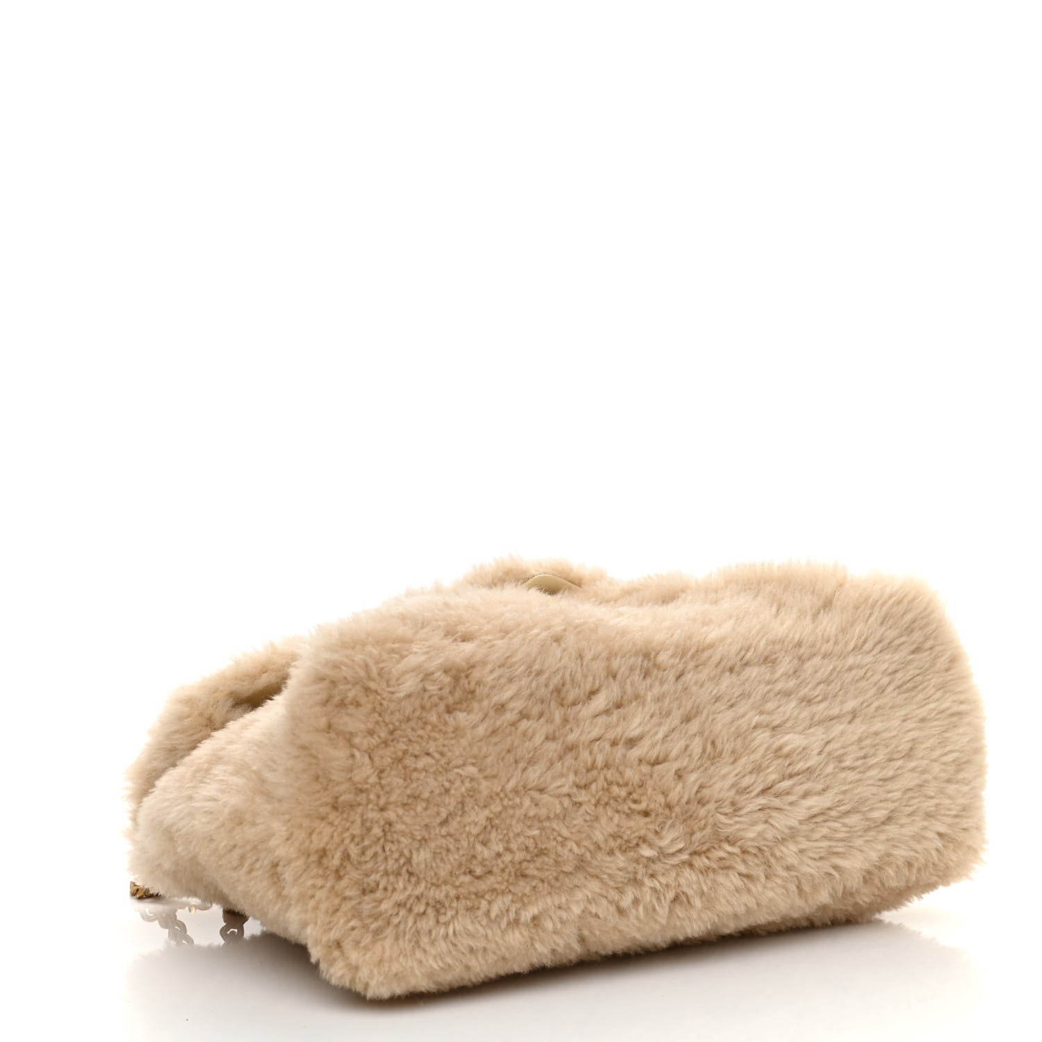 Saint Laurent Shearling Quilted Small Loulou Monogram Chain Satchel Natural Beige 4 of 10