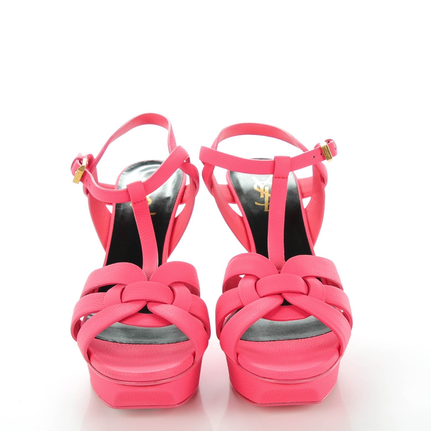 Saint Laurent Grained Calfskin Tribute 75 Platform Sandals 39 Rose Clair 2 of 7
