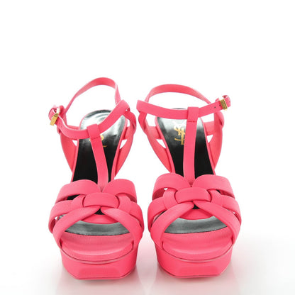 Saint Laurent Grained Calfskin Tribute 75 Platform Sandals 39 Rose Clair 2 of 7