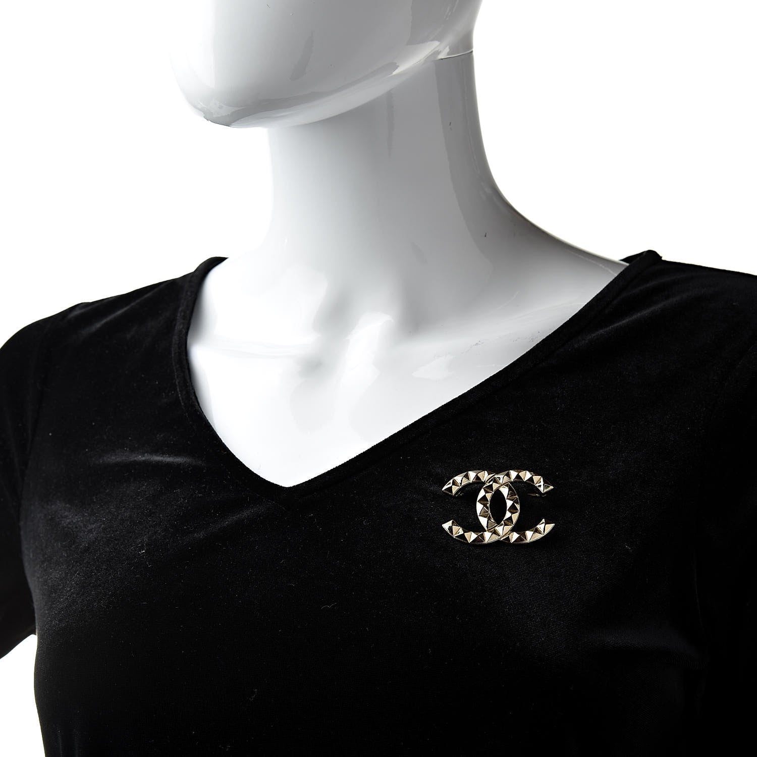 Chanel Studded CC Pin Brooch Gold 2 of 5