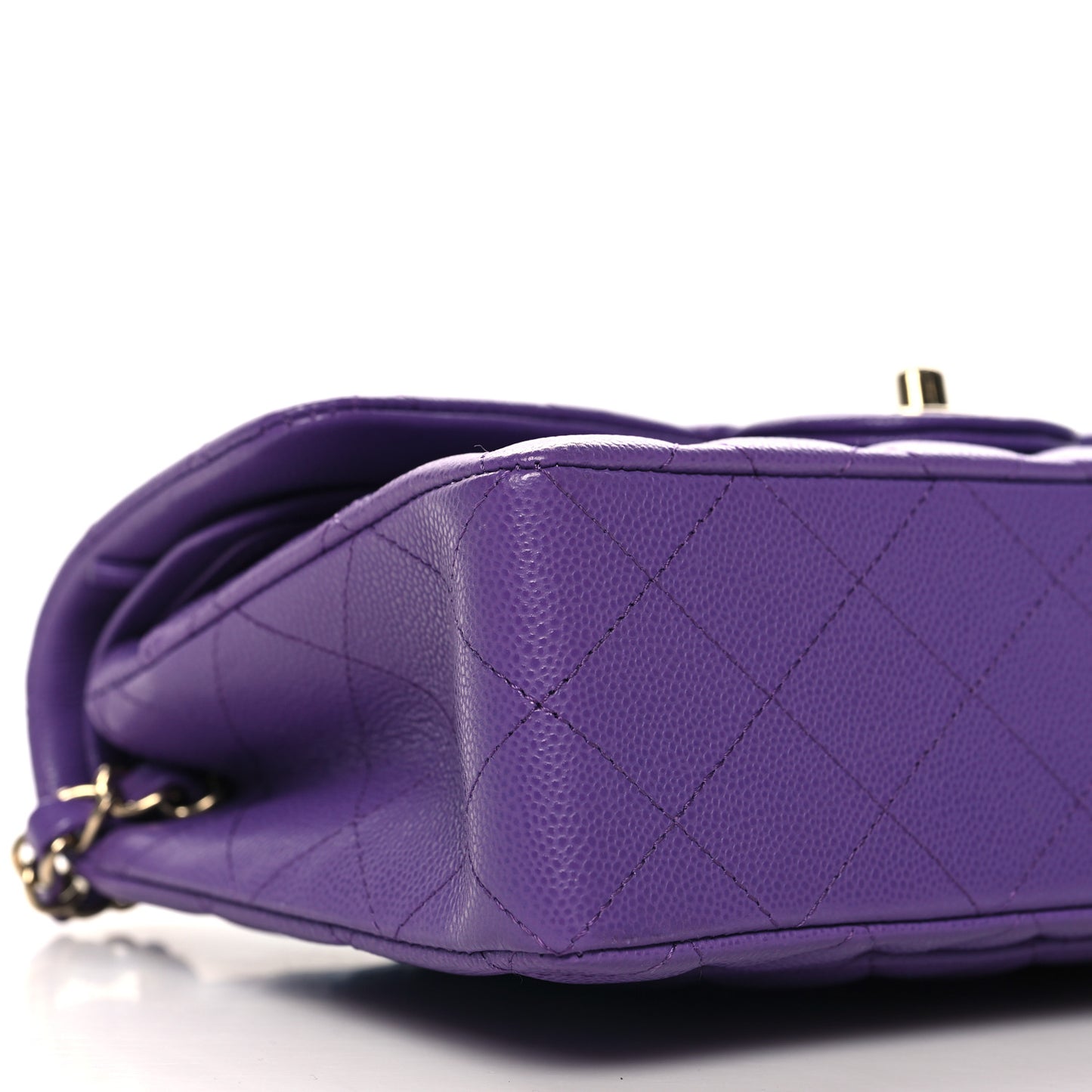 Caviar Quilted Small Double Flap Purple