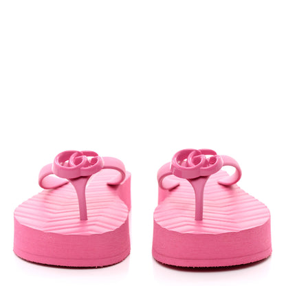 Gucci Rubber Chevron Womens GG Thong Sandals 36 Pink Tropical Flower 2 of 8