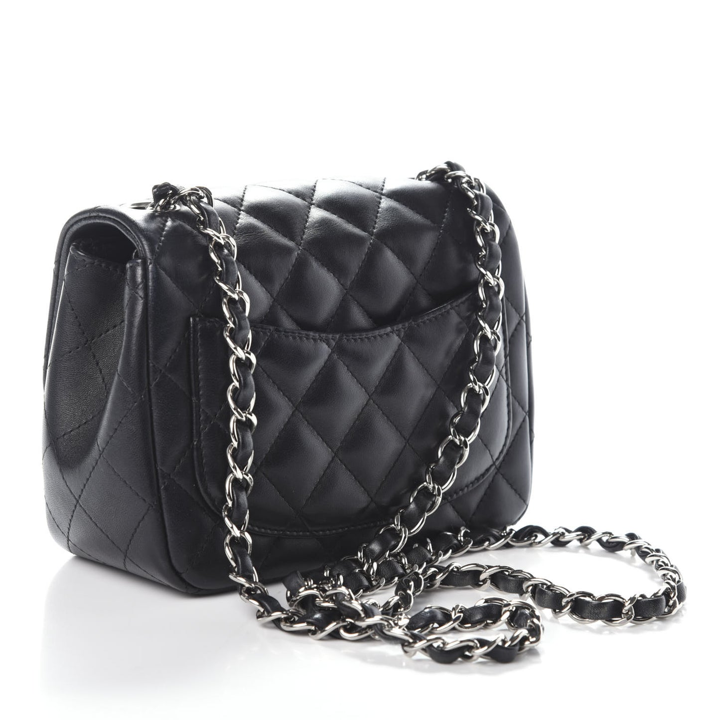 Lambskin Quilted Mini Square Flap Black