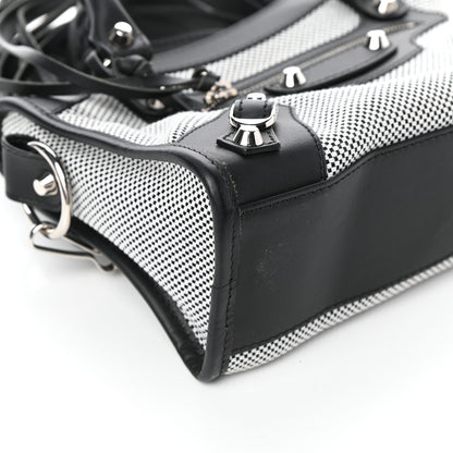 Balenciaga Calfskin Twill Classic Silver Hardware Mini City Black White 7 of 8