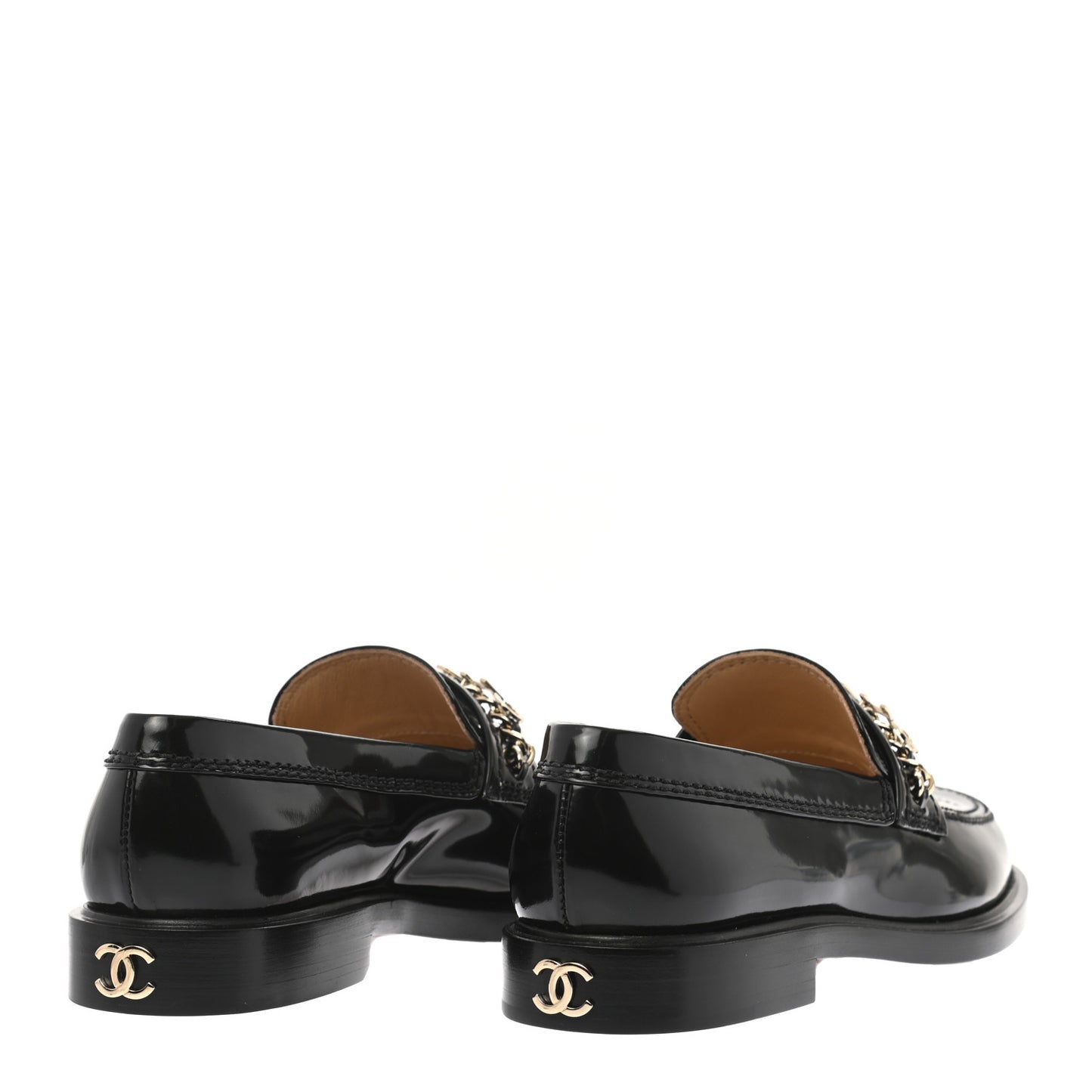 Shiny Calfskin Logo Loafers 36.5 Black
