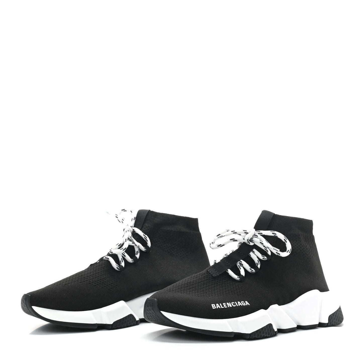 Recycled Knit Bi-Color Sole Womens Speed Lace Up Sneakers 40 Black White