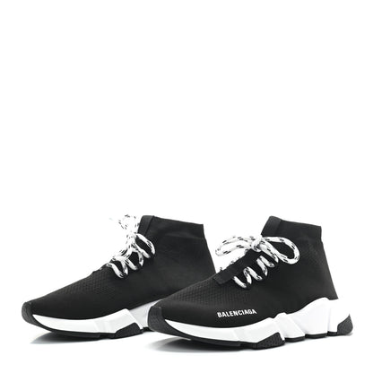 Balenciaga Recycled Knit Bi-Color Sole Womens Speed Lace Up Sneakers 40 Black White 3 of 8