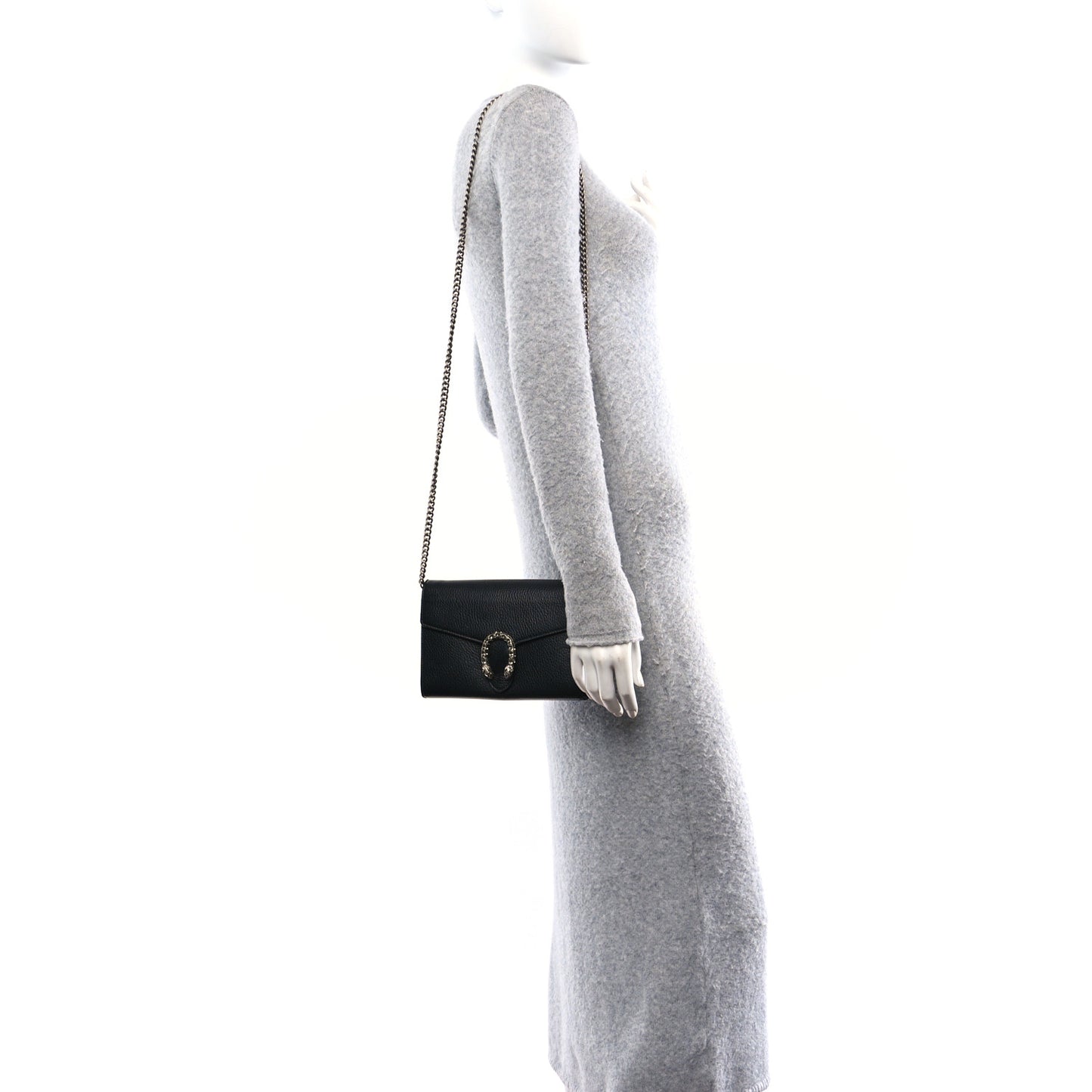 Calfskin Mini Dionysus Chain Wallet Black