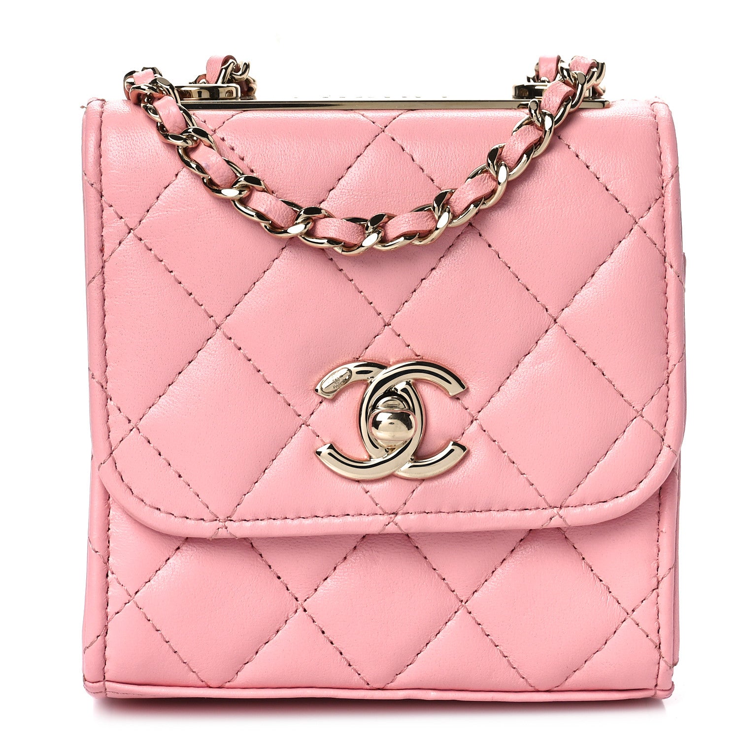 Chanel Lambskin Quilted Mini Trendy CC Clutch With Chain Pink 1 of 20