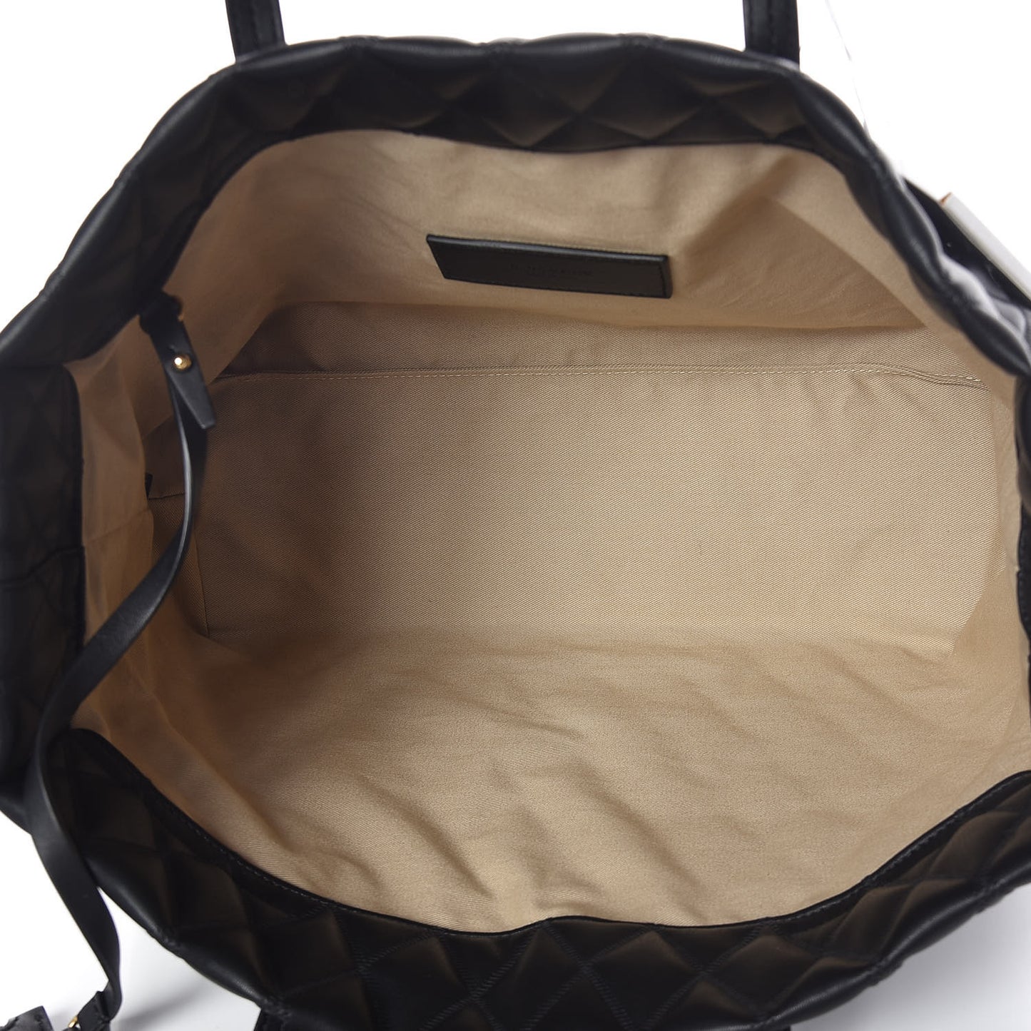 Rubber Effect Canvas Quilted Duo Shopper Tote Black