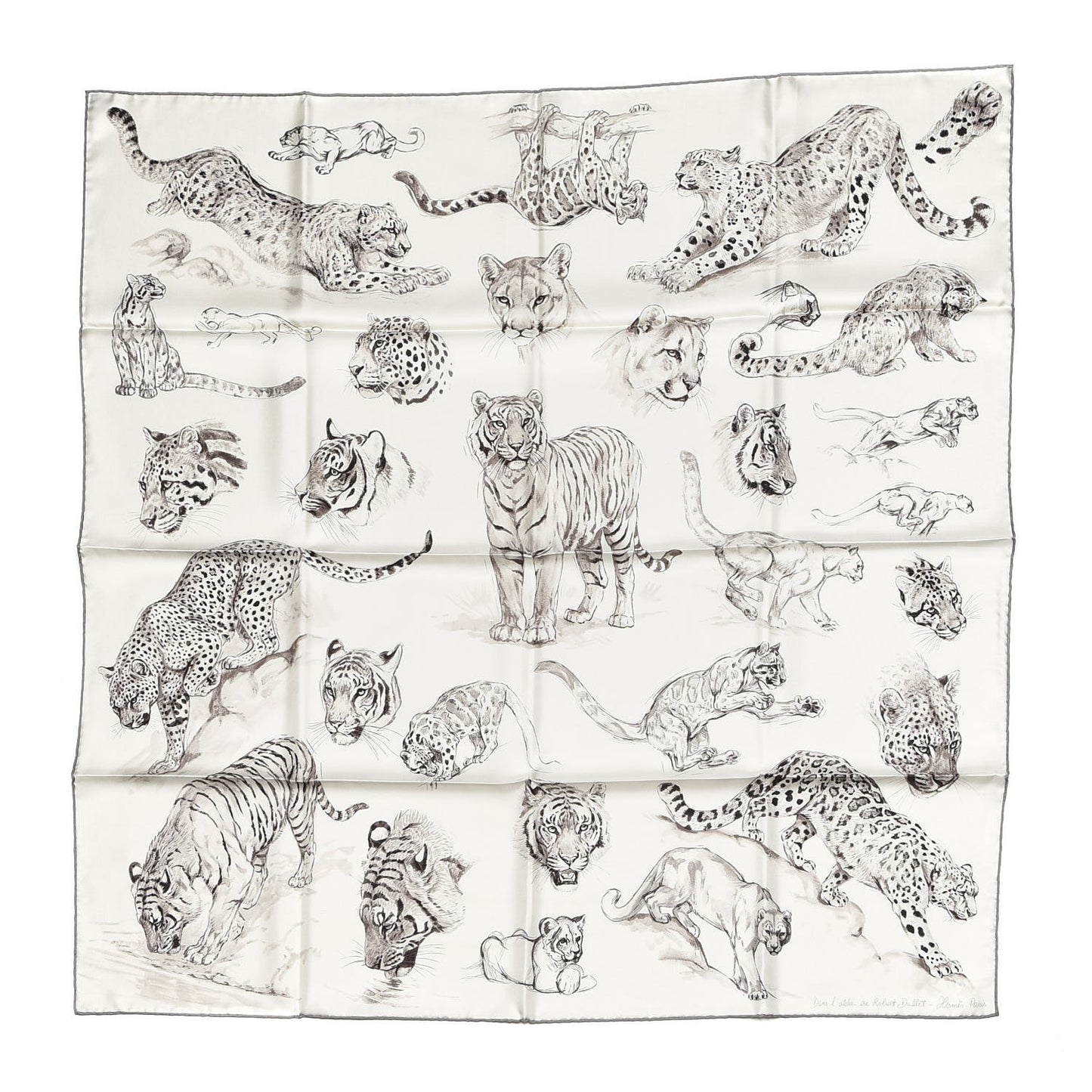 Silk Dans l'atelier de Robert Dallet Scarf 90 Cendre Gris Sepia