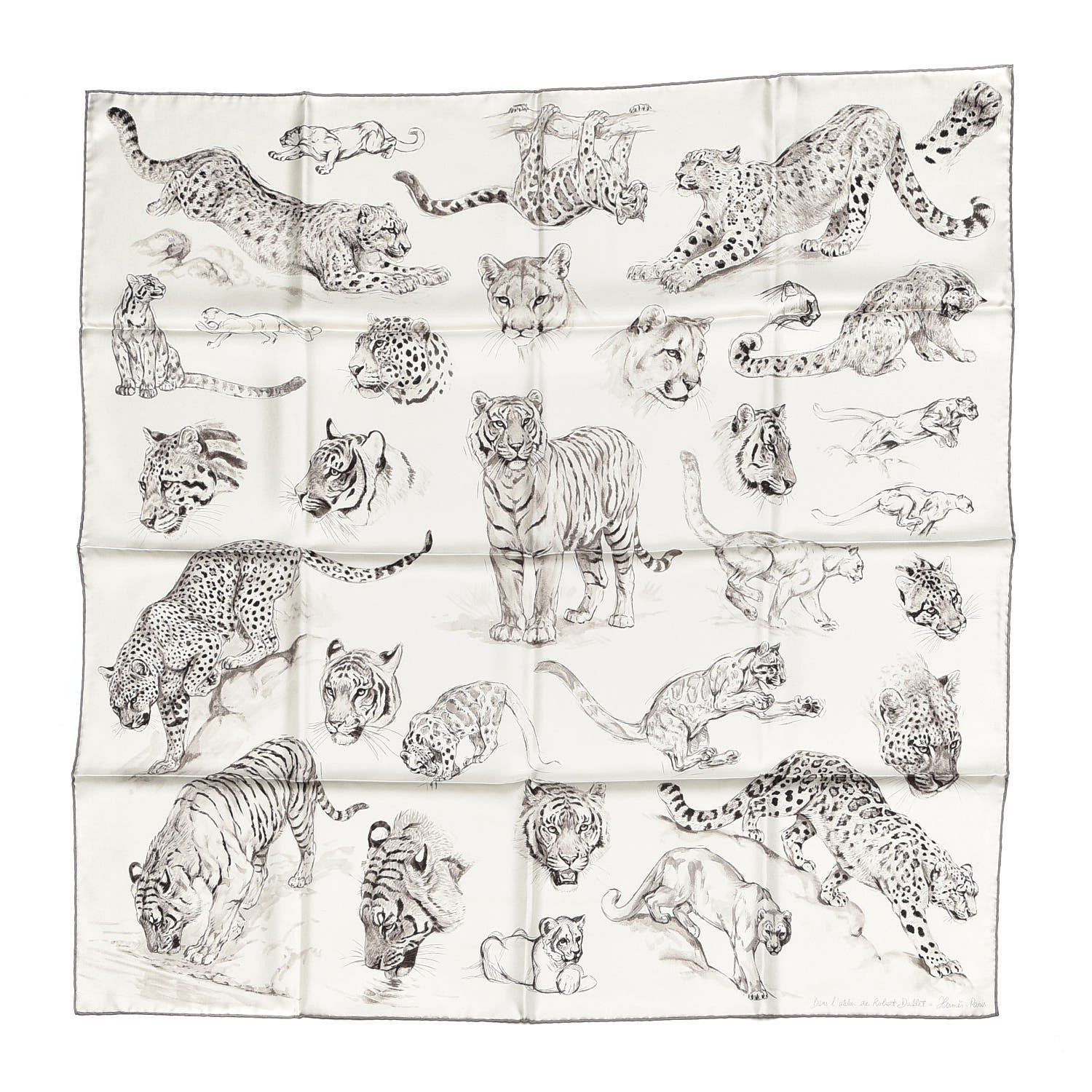 Hermes Silk Dans l'atelier de Robert Dallet Scarf 90 Cendre Gris Sepia 1 of 14