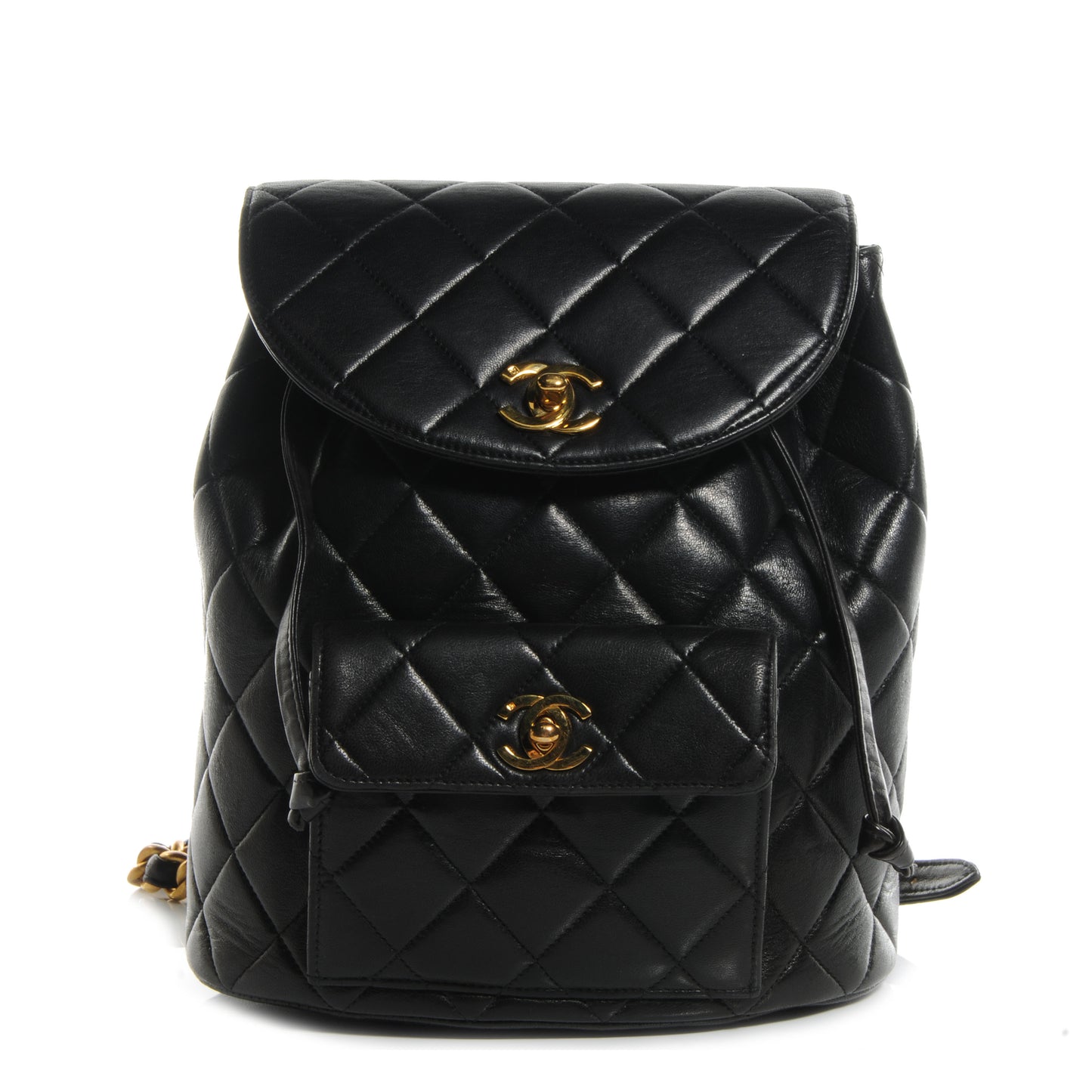 Lambskin Quilted Backpack Black