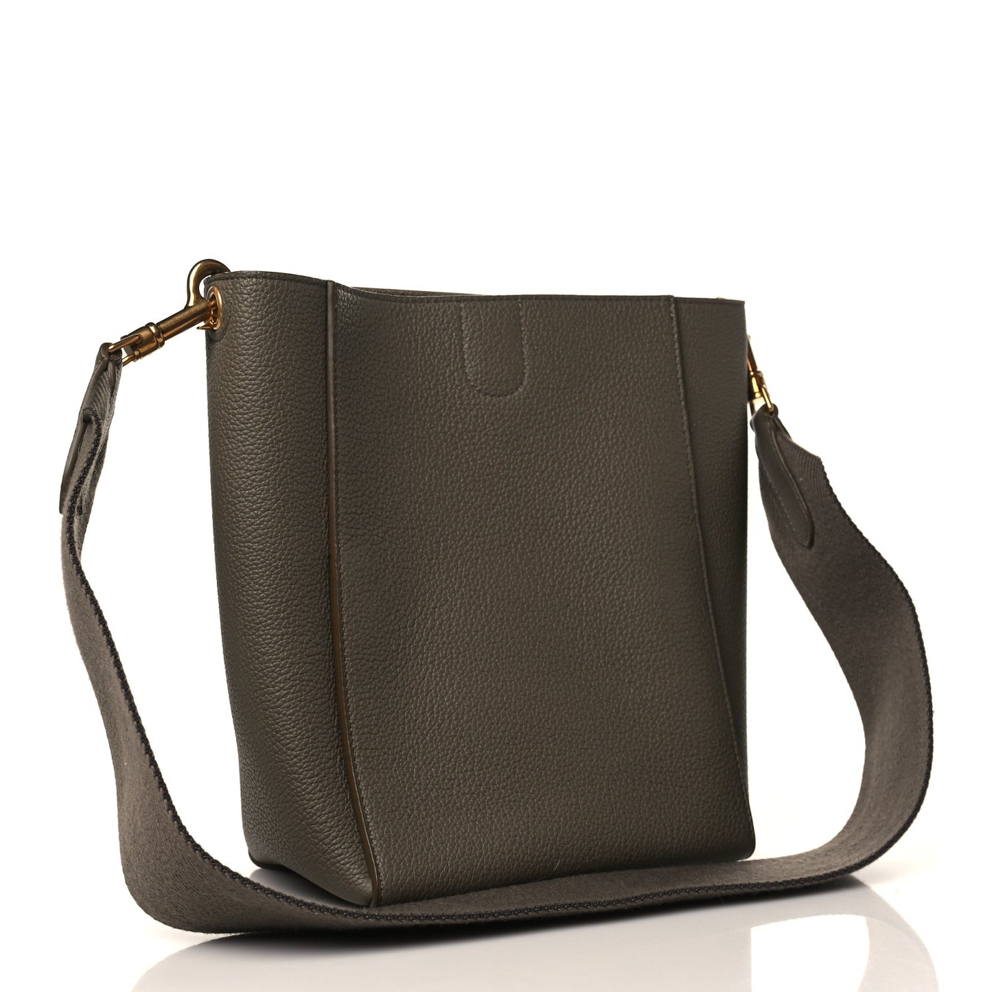 Soft Grained Calfskin Small Sangle Bucket Bag Taupe
