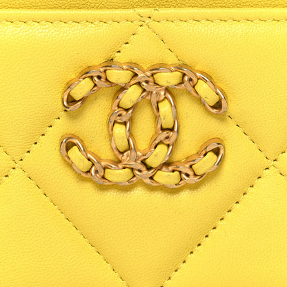 Chanel Lambskin Quilted Chanel 19 Card Holder Yellow 9 of 10