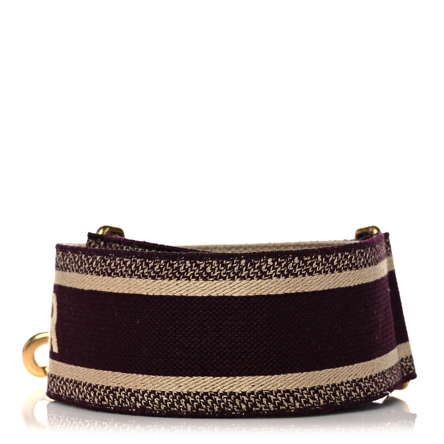 Christian Dior Canvas Embroidered Shoulder Strap Burgundy 2 of 8