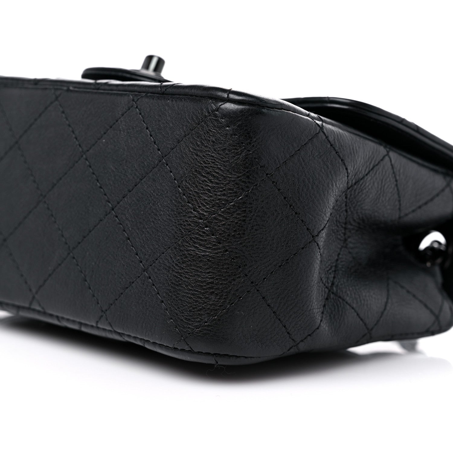 Chanel Crumpled Calfskin Quilted Mini Square Flap So Black 8 of 11