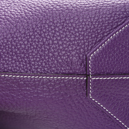Hermes Taurillon Clemence Double Sens 45 Reversible Tote Bleu Zanzibar Ultraviolet 9 of 16
