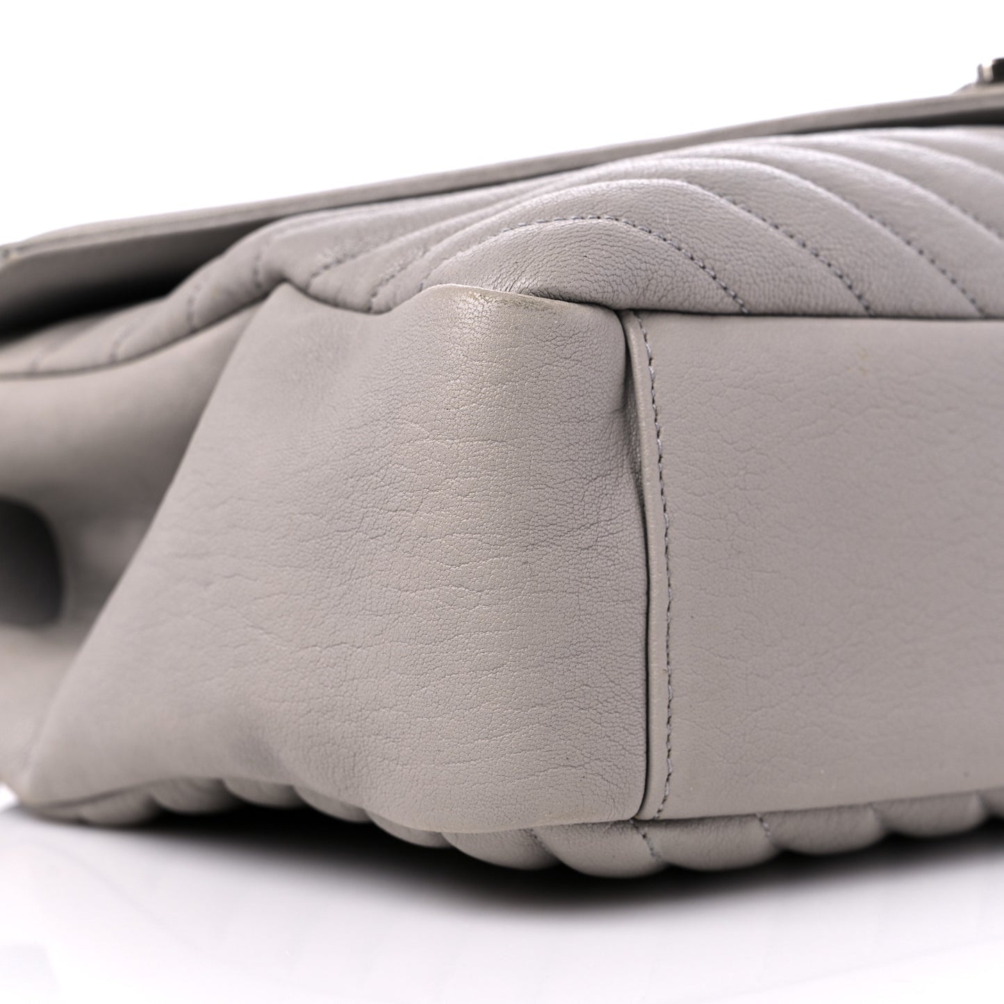 Sheepskin Matelasse Chevron Monogram Large College Satchel Light Grey