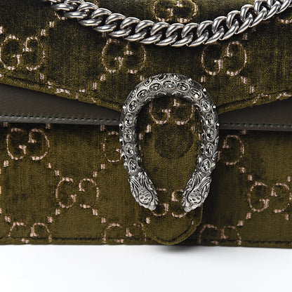 Gucci Velvet Moon Calfskin Crystal GG Monogram Small Dionysus Shoulder Bag Dark Olive Rose Gold 9 of 9