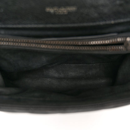 Saint Laurent Sheepskin Matelasse Chevron Monogram Medium College Bag Black 5 of 14