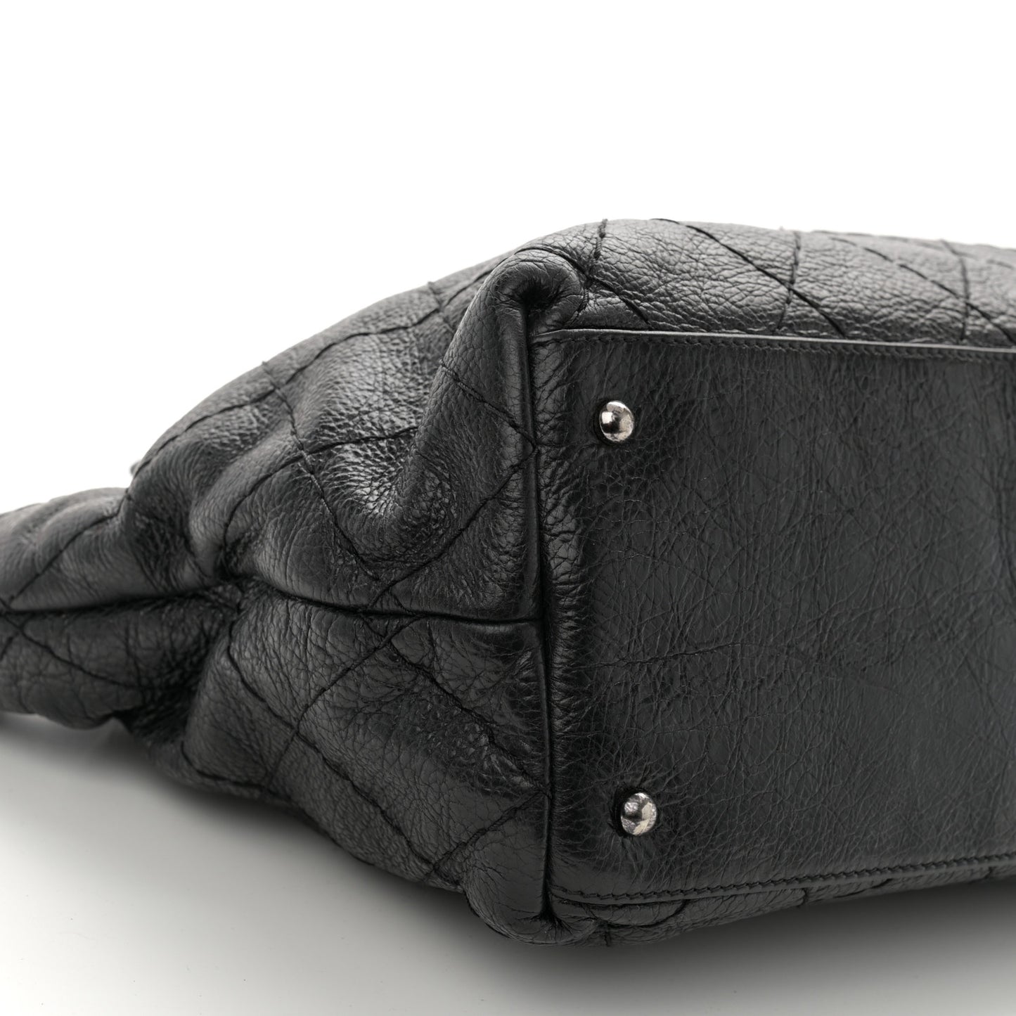 Glazed Calfskin Large On the Road Zip Tote Black