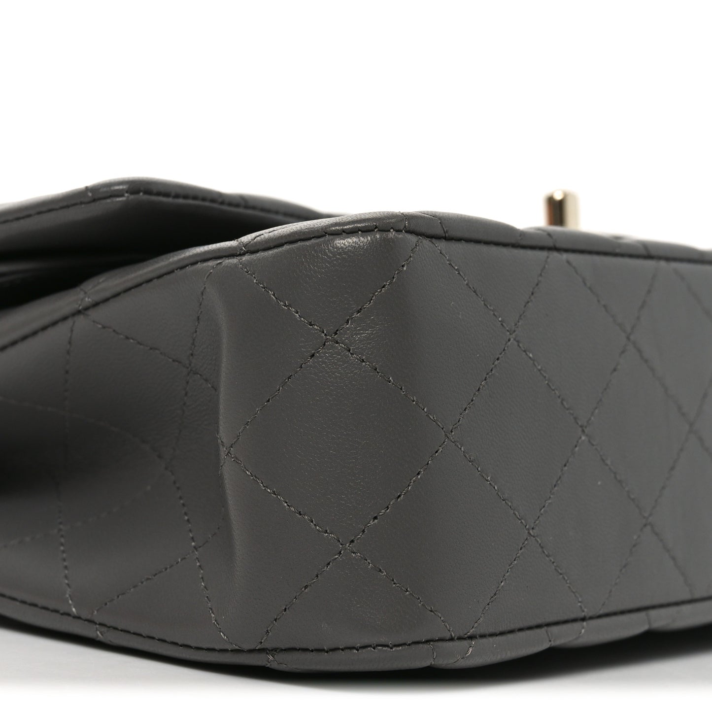 Lambskin Quilted Medium Double Flap Grey