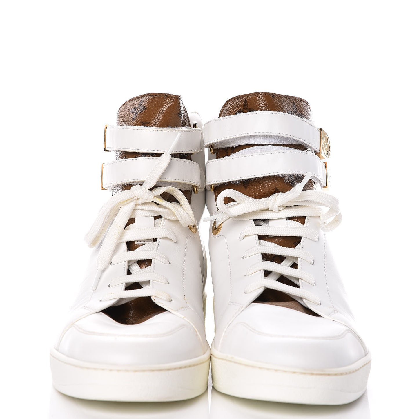 Calfskin Reverse Monogram Boombox High Top Sneakers 38.5 White