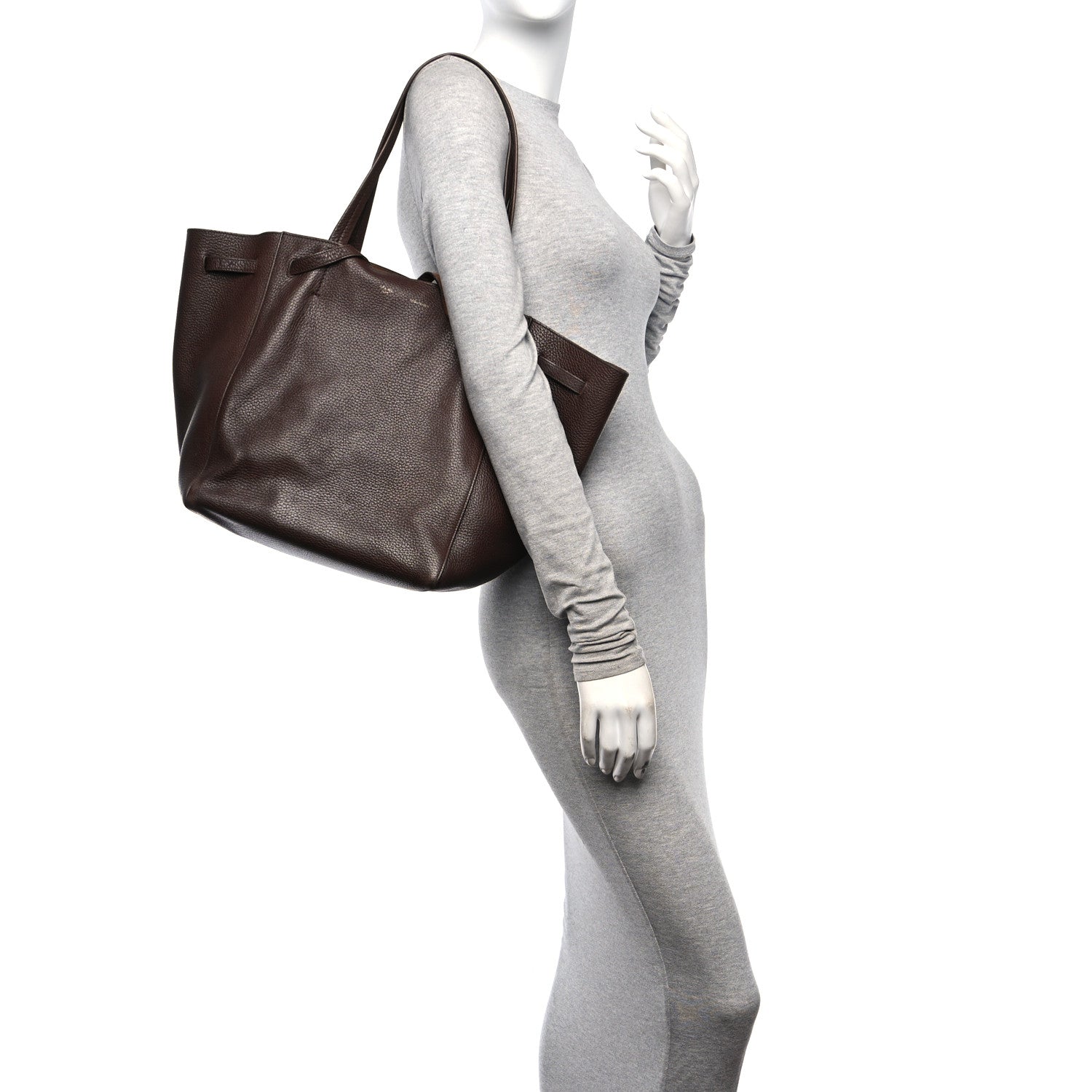 Celine Soft Grained Calfskin Small Belt Cabas Phantom Brown 2 of 11