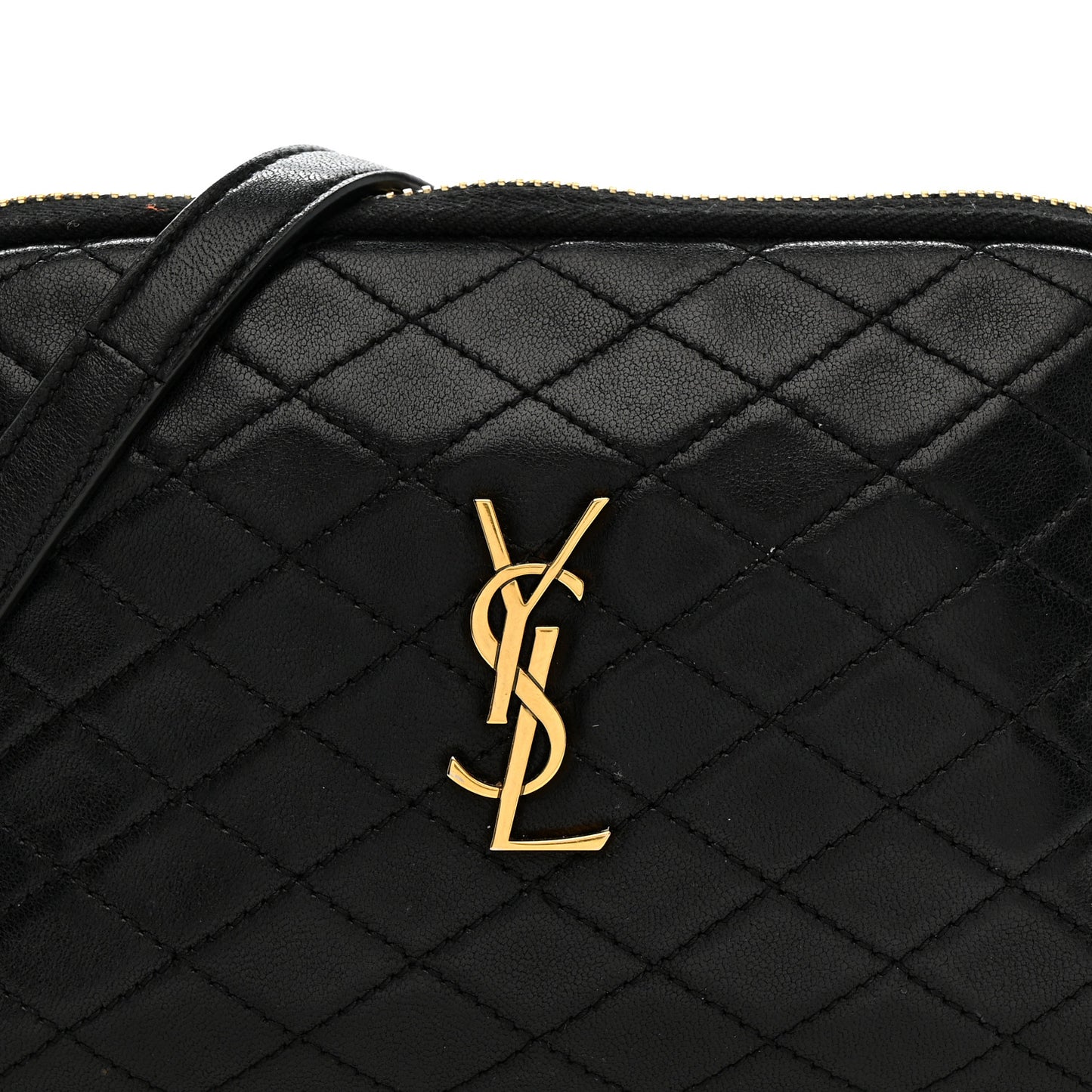 Lambskin Quilted Gaby Zipped Pouch Black