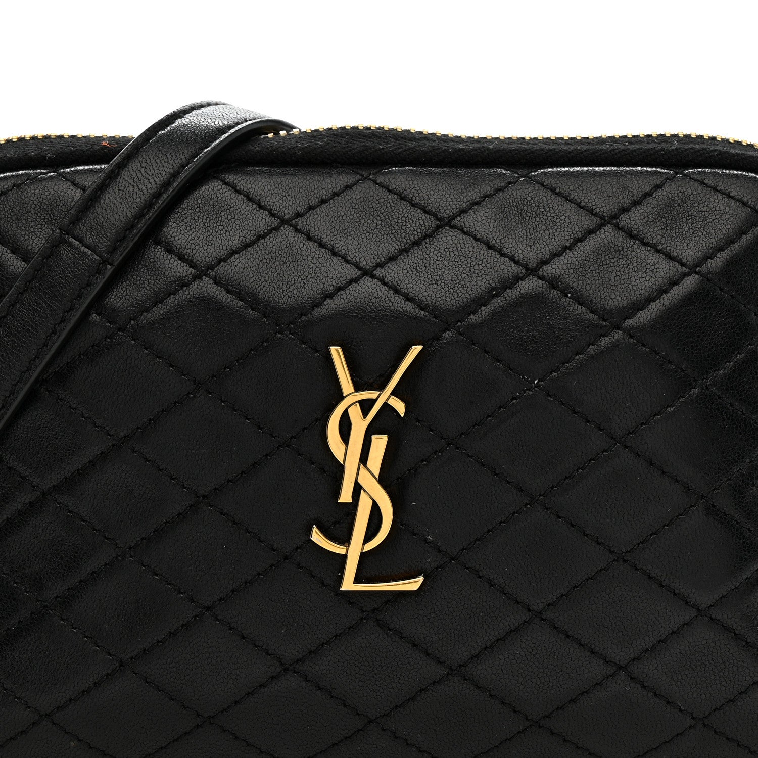 Saint Laurent Lambskin Quilted Gaby Zipped Pouch Black 8 of 10