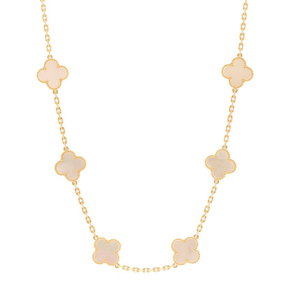 Van Cleef & Arpels 18K Yellow Gold Mother of Pearl 10 Motifs Vintage Alhambra Necklace 1 of 5