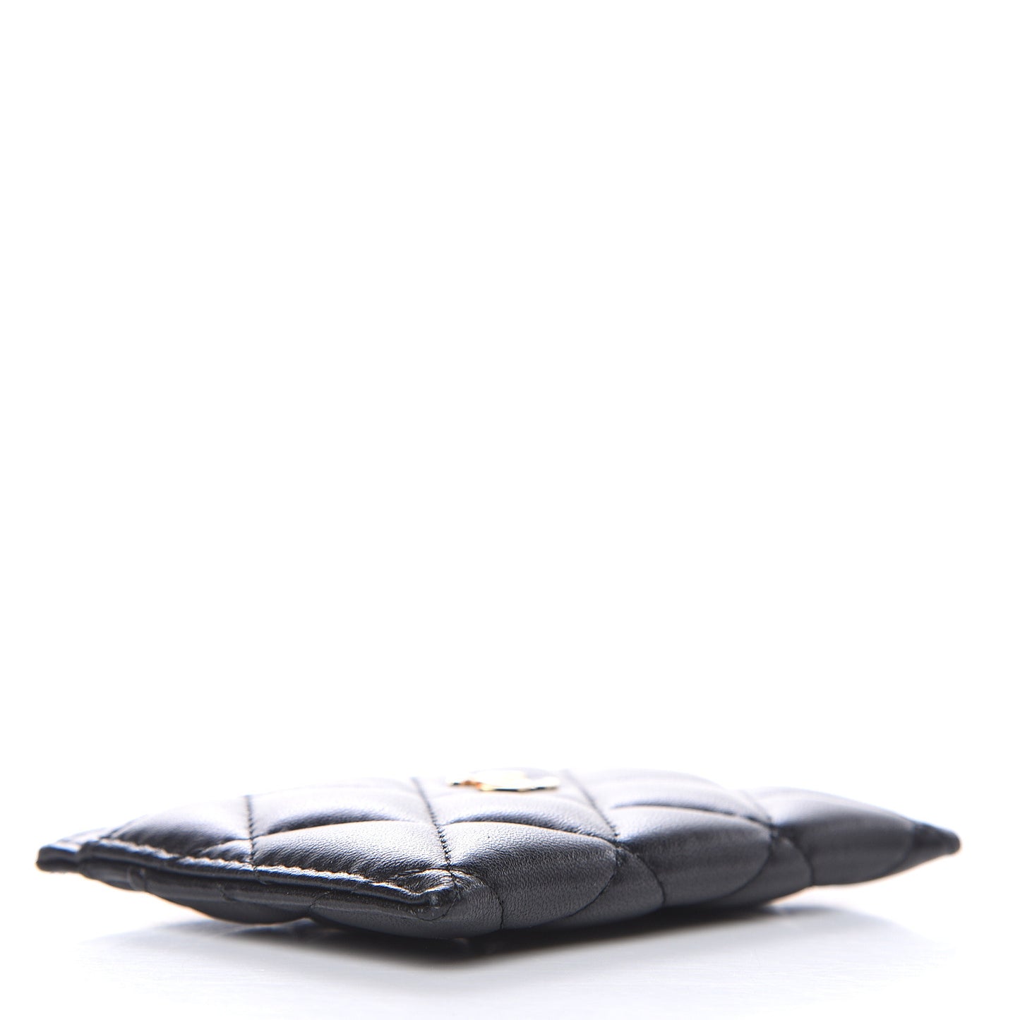 Lambskin Quilted Card Holder Black