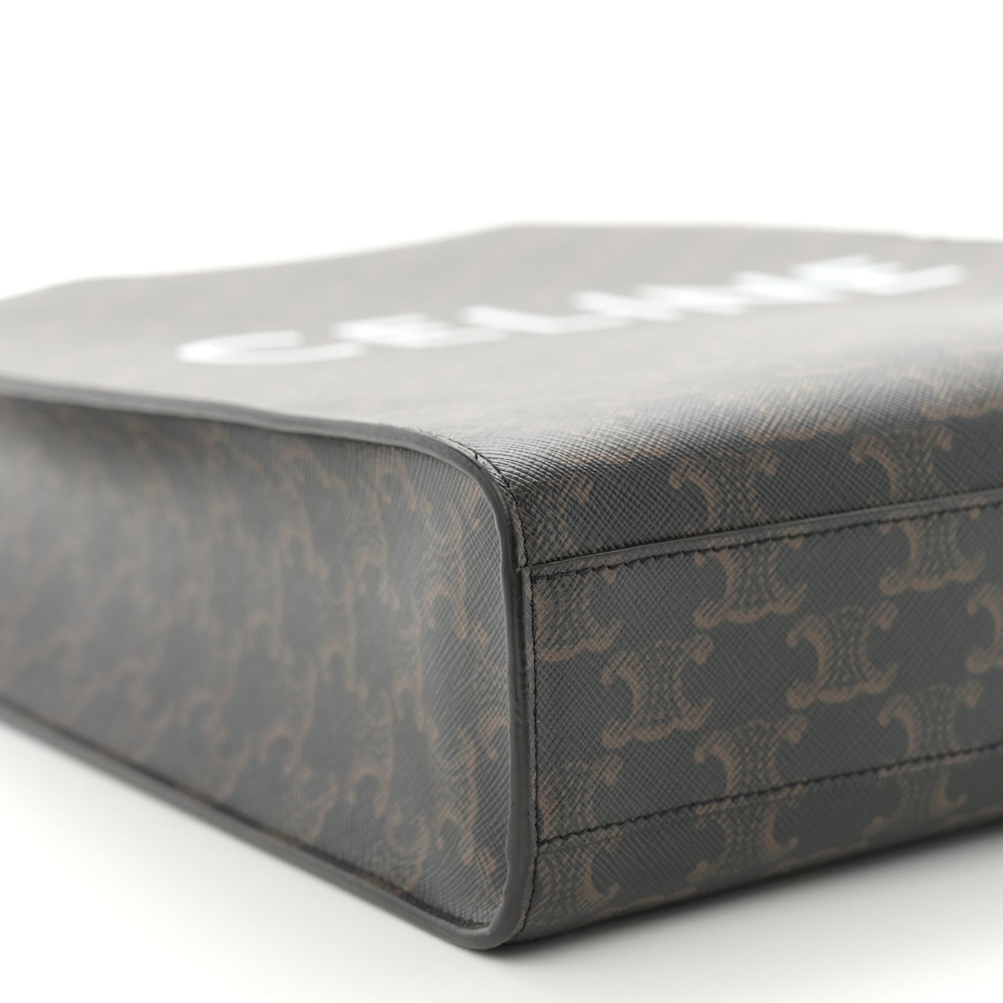 Triomphe Canvas Calfskin Small Vertical Cabas Tan