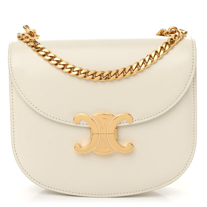 Celine Shiny Calfskin Triomphe Chain Besace Clea White 1 of 9