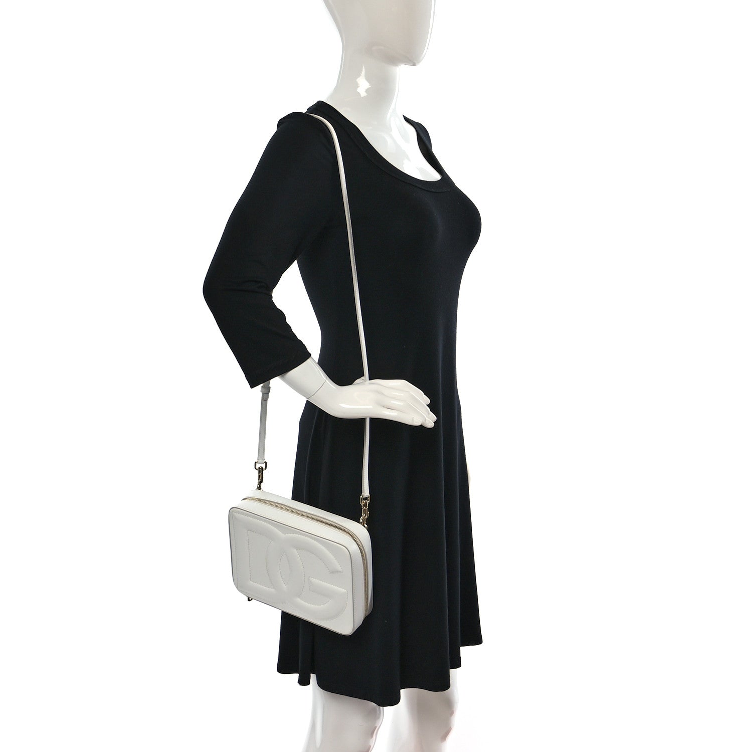 Dolce & Gabbana Calfskin Medium DG Logo Camera Crossbody Bag White 2 of 11