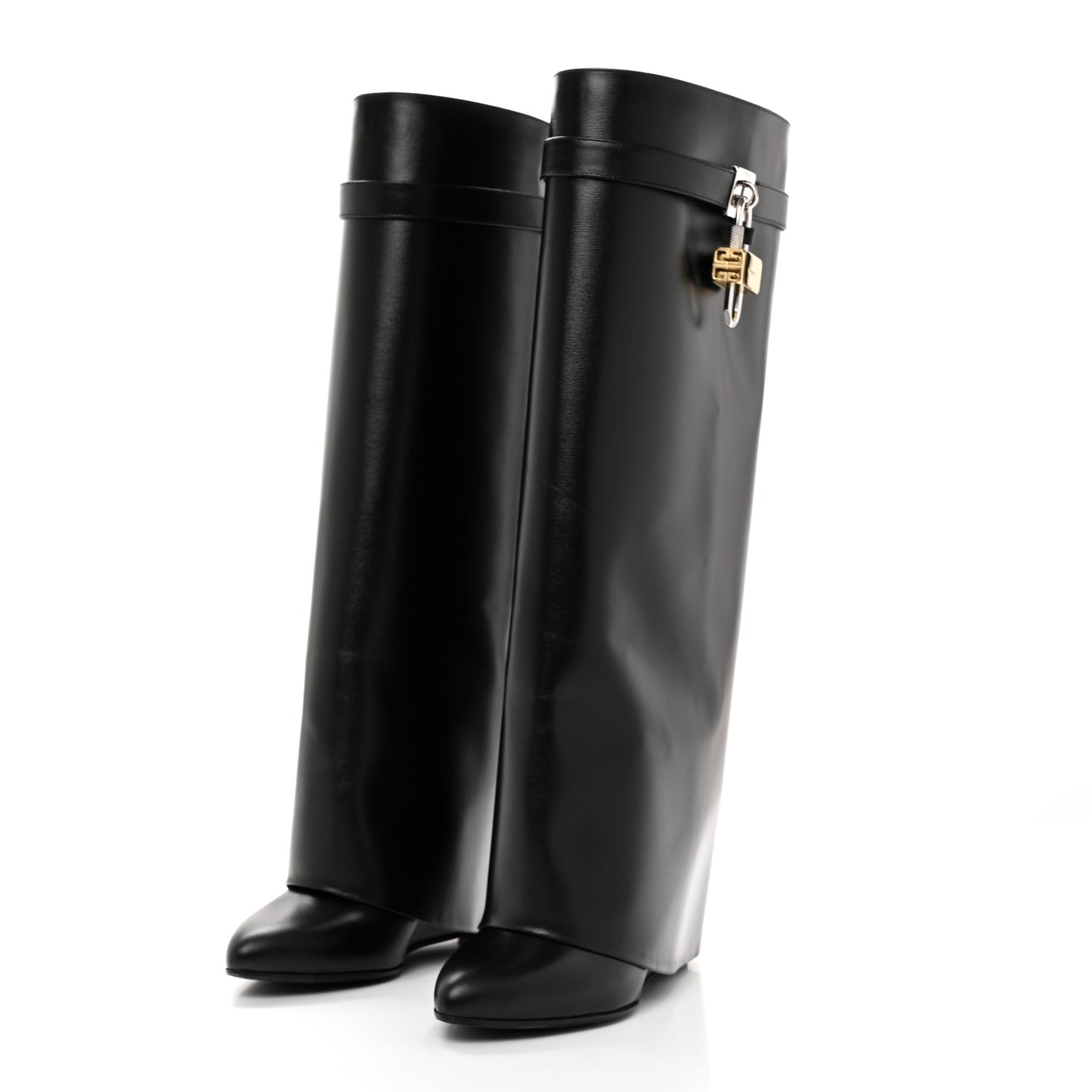 Calfskin Shark Lock Pant Boots 38 Black