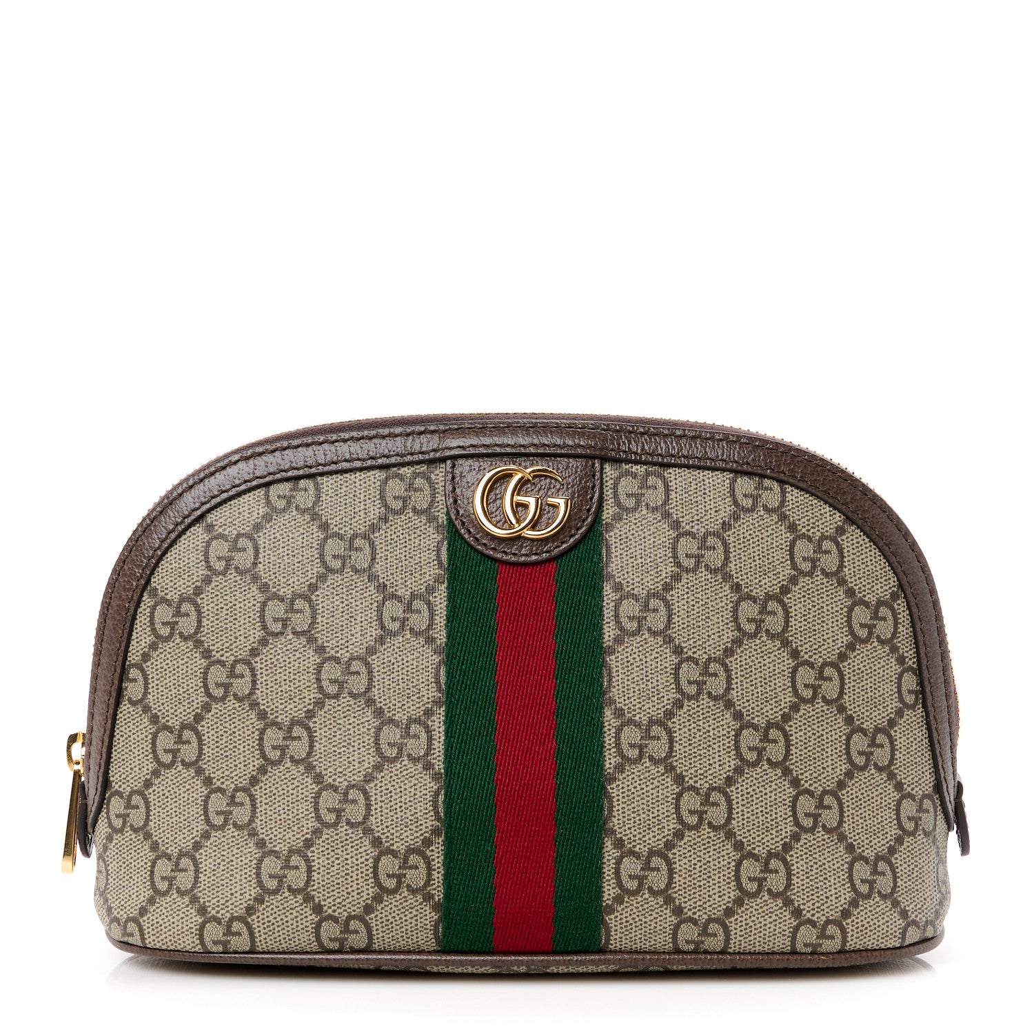 Gucci GG Supreme Monogram Textured Calfskin Web Large Ophidia Cosmetic Case Beige Ebony New Acero 1 of 10