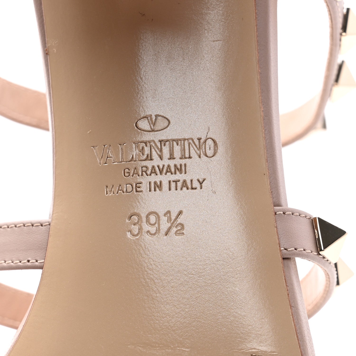Valentino Garavani Calfskin Rockstud 60mm Caged Slide Sandals 39.5 Poudre 7 of 8