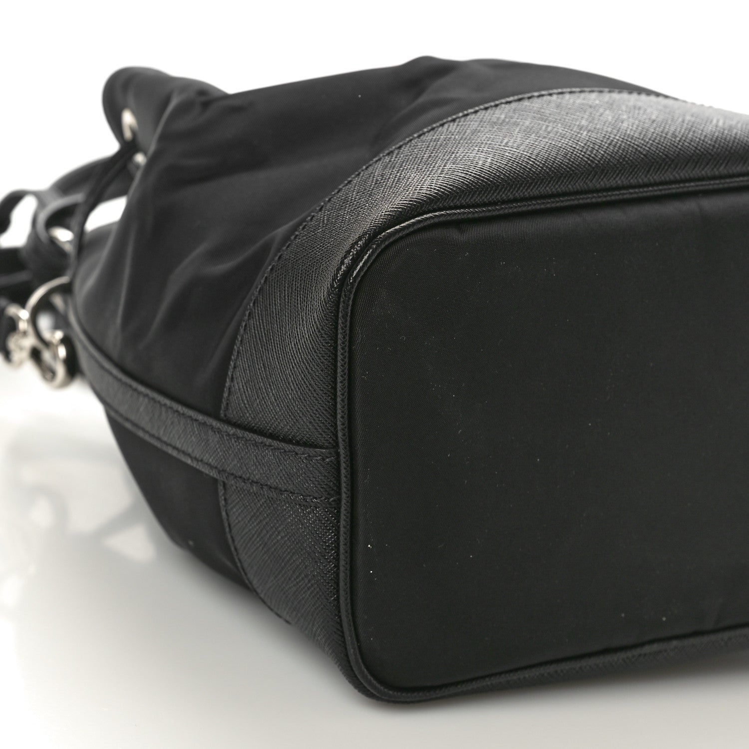 Prada Tessuto Nylon Saffiano Secchiello Bucket Bag Black 8 of 10