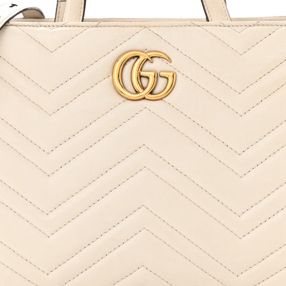 Gucci Calfskin Matelasse Small GG Marmont Tote White 8 of 15