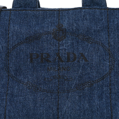 Prada Denim Logo Tote Bleu 9 of 11