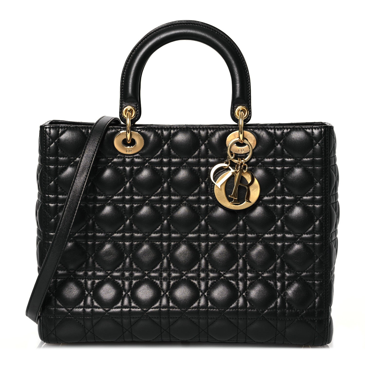 Christian Dior Lambskin Cannage Large Lady Dior Black 1 of 10