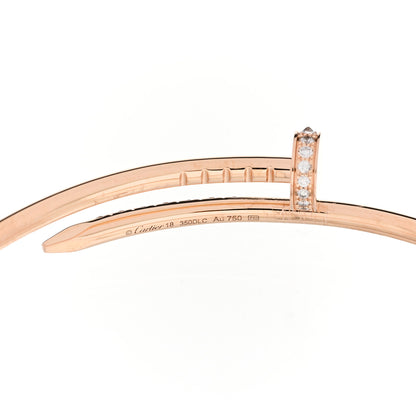 Cartier 18K Pink Gold Diamond Small Juste Un Clou Reverse Set Bracelet 18 4 of 5