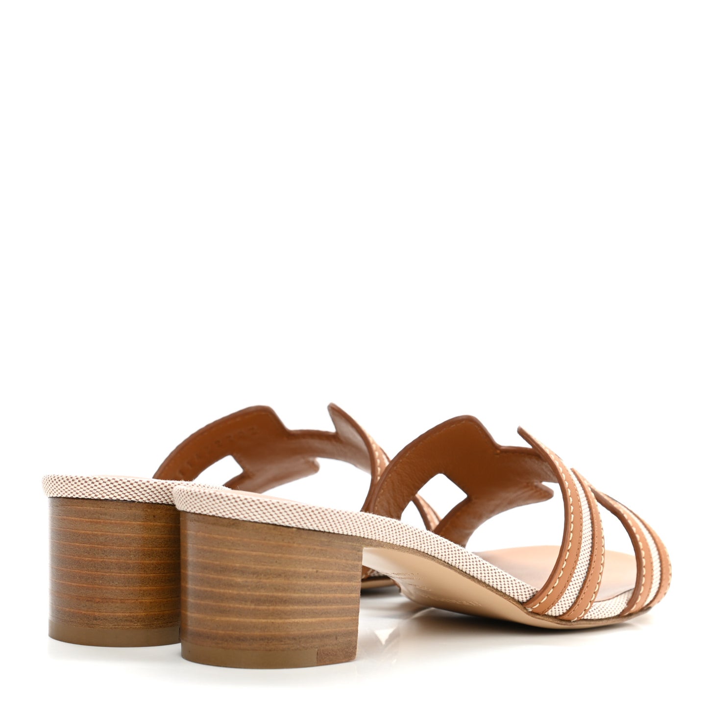 Calfskin Canvas Oasis Sandals 35 Noisette Beige Dore