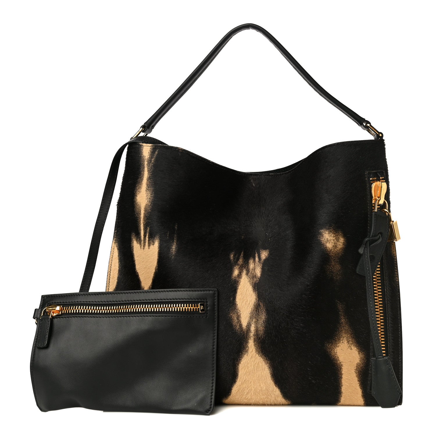 Tom Ford Calf Hair Tie Dye Small Alix Padlock Zip Hobo Bag 1 of 13