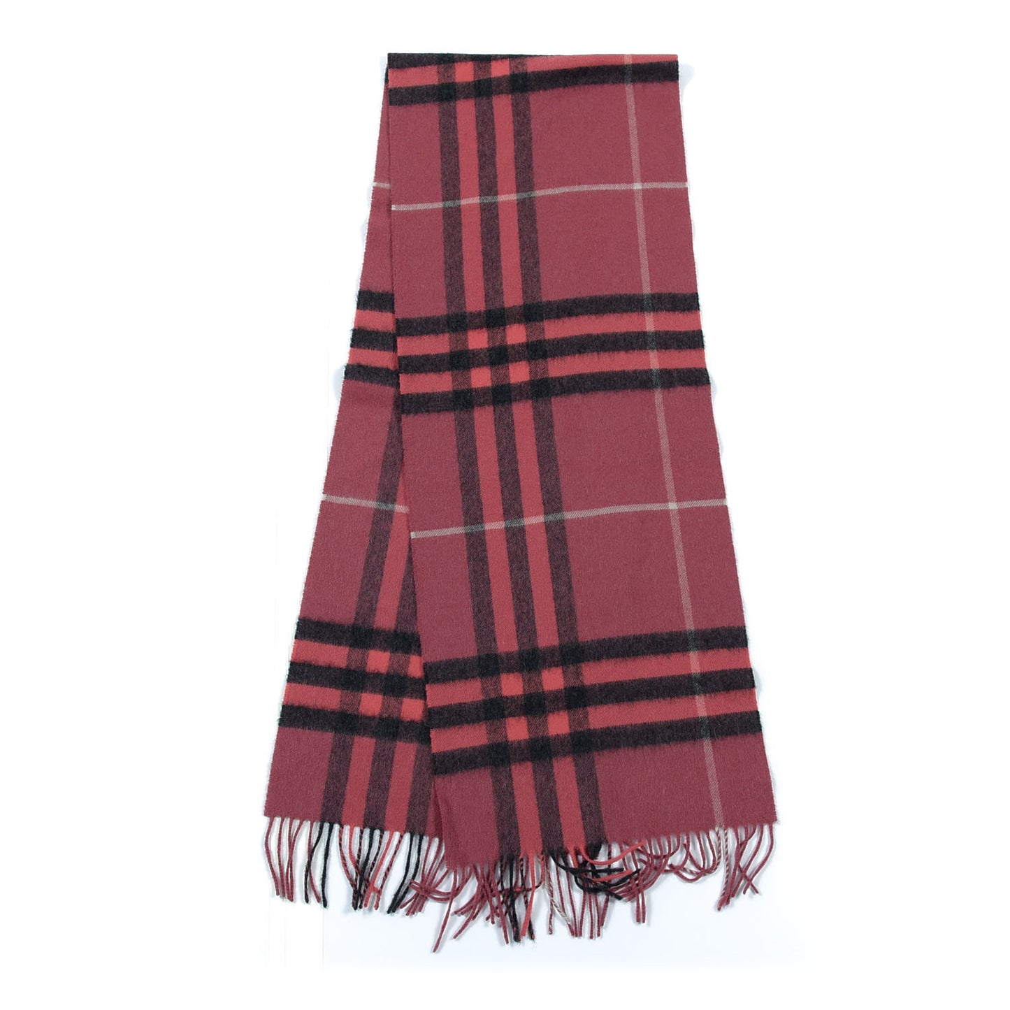 Cashmere Giant Heritage Check Fringe Scarf Rose Pink
